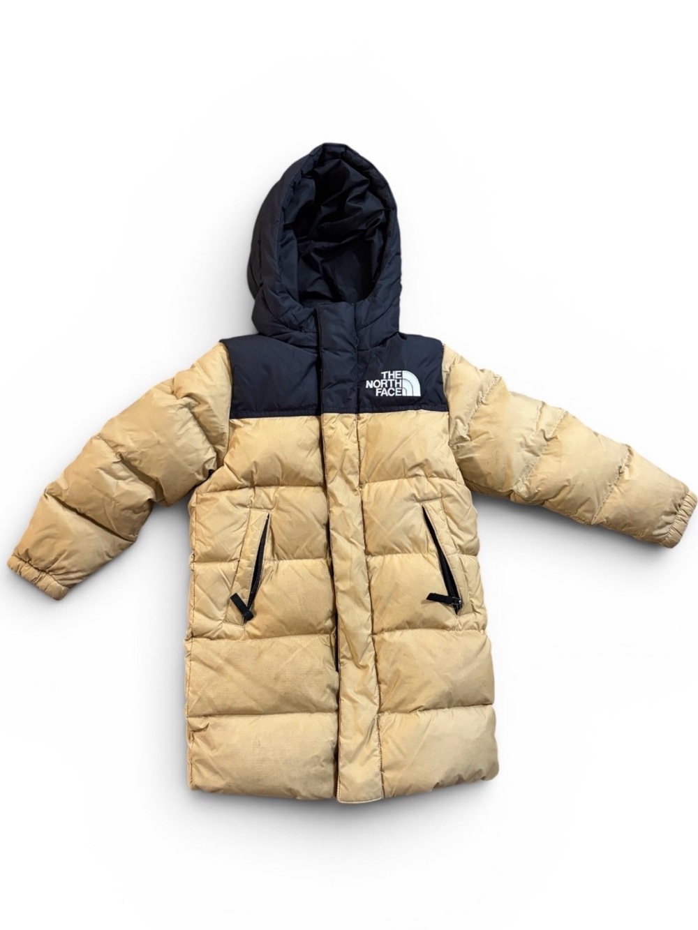 The North Face Kids Tan & Black Long Puffer Jacket